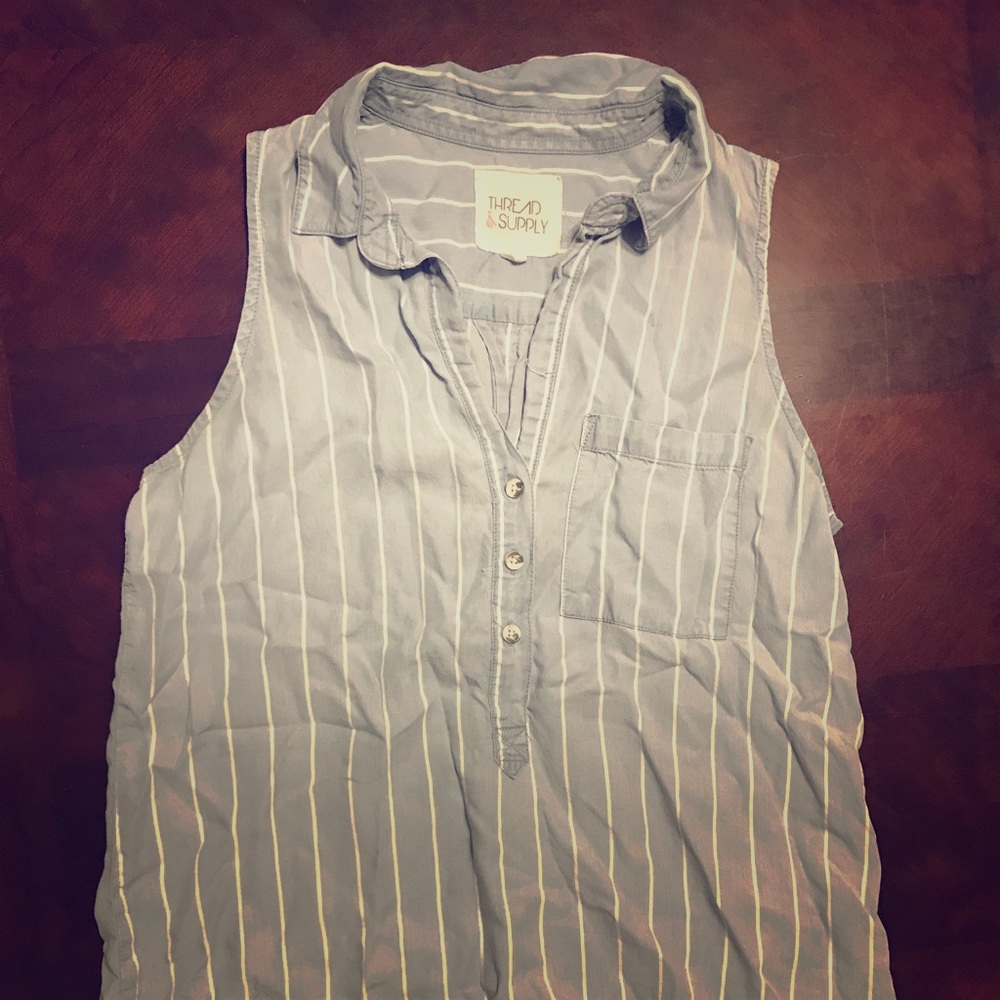 Striped chambray tank